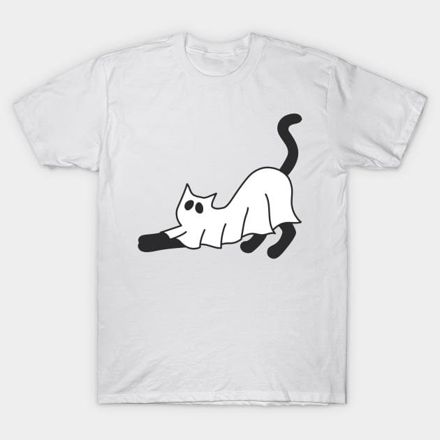 cute Black Cat Ghost T-Shirt by elhlaouistore